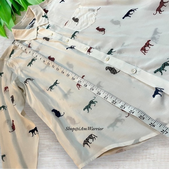 Rails colorful cat print long sleeve collared viscose top *shop@iamwarrior - Picture 13 of 15